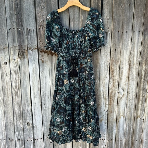 New Ulla Johnson Iliana Floral Print Midi Dress Cotton Rainforest 2 - Picture 2 of 16